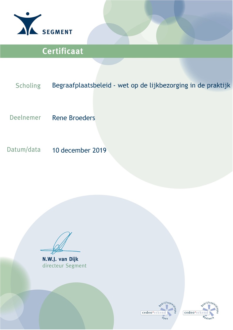 Opleidingen / Wet op lijkbezorging